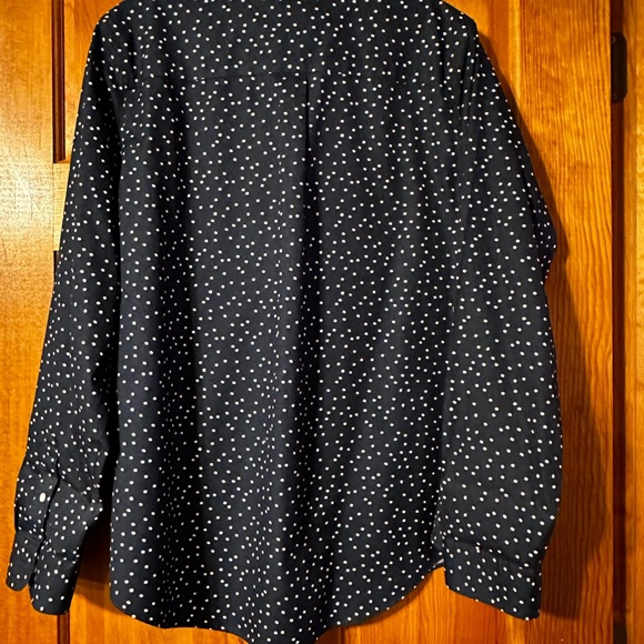 Ladies, navy blue and white, casual blouse, size large by L.L. Bean - Picture 2 of 4